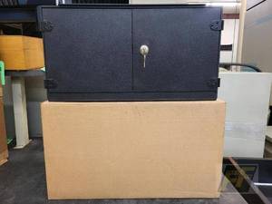 lot 112 image: (2) Black Wall-Mounted Poly Storage Cabinet, Key Lock, 24x7.5x12 inches