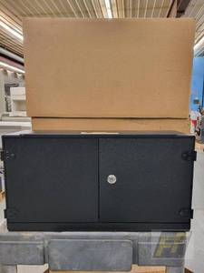 lot 114 image: (5) Black Poly Storage Cabinets with Key Lock and Shelf