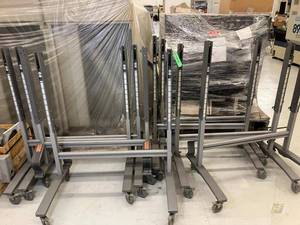 lot 123 image: Height Adjustable Mobile TVMonitor Stand, Grey, Metal