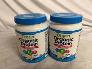 lot 2 image: 2 Contaiers of Orgain Organic Protein Powder - Vanilla