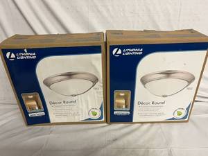 lot 110 image: 2 Pack of Lithonia Lights Decor Rounds - Polished Brushed Nickel