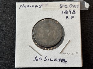 1898 Norway 50 Ore Silver