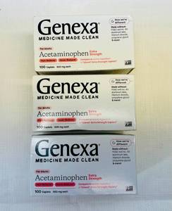 3x 100 Caplets Genexa 500mg Acetaminophen