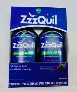 2x 12oz Bottles ZzzQuill Nightime Sleep Aid