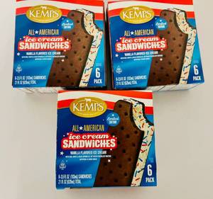 EE. 3x 6pack Kemps All American Ice Cream Sandwiches