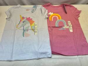 2 of Each Size Large(10-12)Cat & Jack Rainbow & Unicorn Girls T-Shirts
