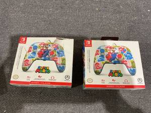 lot 130 image: LOT OF 2 PowerA Enhanced Wired Controller for Nintendo Switch - Mario Hero Reel
