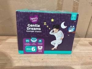 lot 389 image: Parents Choice Gentle Dreams Overnight Diapers, Size 6, 58 Count