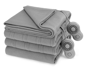 lot 489 image: Queen Size Sunbeam Blanket Grey Fleece, 12 Heat Settings, 12-Hour Auto Shut-Off, Electric Heated Blanket with Controller