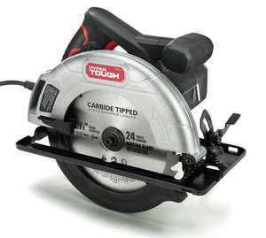 lot 508 image: Hyper Tough 12 Amp Corded 7-14 inch Circular Saw with Steel Plate Shoe, Adjustable Bevel, Blade & Rip Fence