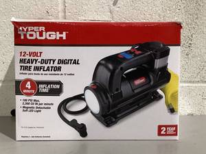 lot 540 image: Hyper Tough DC 12V Heavy Duty Direct Drive Digital Tire Inflator with Detachable LED Light