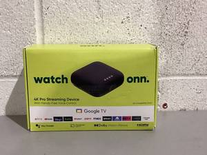lot 576 image: Onn. Google TV 4K Pro Streaming Device (New, 2024), 4K UHD resolution, Dolby Vision & Dolby ATMOS, Hands-Free Voice Control, Smart Hub