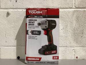 lot 578 image: Hyper Tough 20V Brushless Impact Driver with 2.0Ah Lithium-Ion Battery Pack and Charger