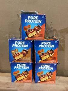 lot 420 image: LOT OF 5 Pure Protein Bars, Chocolate Peanut Caramel, 20g Protein, Gluten Free, 1.76 Oz, 12 Count