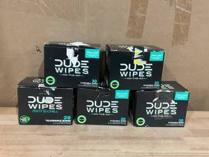 lot 431 image: LOT OF 5 Dude Wipes Mint Chill On-The-Go Flushable Personal Wipes, 30 Ct