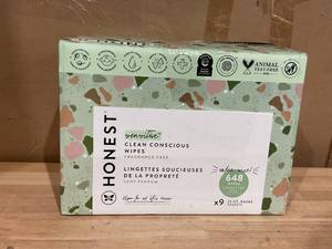 lot 438 image: The Honest Company, Plant-Based Baby Wipes, Fragrance-Free, 648 Count