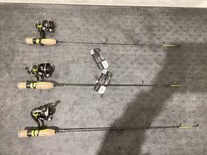 lot 626 image: LOT OF 3 13 Fishing SoniCor Ice Fishing Rod Reel