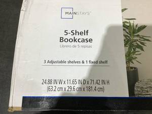 lot 638 image: Mainstays 5-Shelf Bookcase with Adjustable Shelves