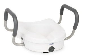 lot 176 image: Equate Raised Toilet Seat with Handles, 5 Seat Riser with Arms, Fits Most Toilets, 350 lb Capacity