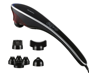 lot 178 image: Brookstone Handheld Percussion Body Massager, 4 Vibration Modes, 5 Interchangeable Heads