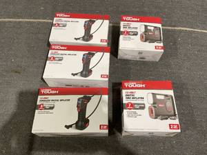 lot 205 image: LOT OF 5 Hyper Tough 12 Volt Digital Tire Inflators