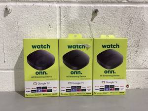 lot 727 image: LOT OF 3 Onn. Google TV 4K Streaming Box (New, 2023), 4K UHD Resolution
