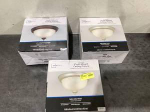 lot 662 image: LOT OF 3 Mainstays 11 Classic Flush Mount Ceiling Light