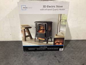lot 678 image: Mainstays 2-Setting 3D Electric Stove Heater with Life-like Flame