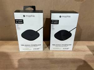 lot 463 image: LOT OF 2 Mophie Universal - Wireless Charging Pad  AC Power Adapter - 15 Watt