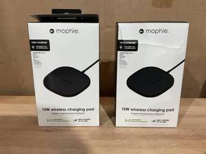 lot 467 image: LOT OF 2 Mophie Universal - Wireless Charging Pad  AC Power Adapter - 15 Watt