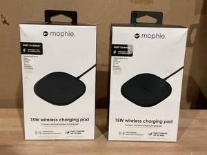 lot 469 image: LOT OF 2 Mophie Universal - Wireless Charging Pad  AC Power Adapter - 15 Watt