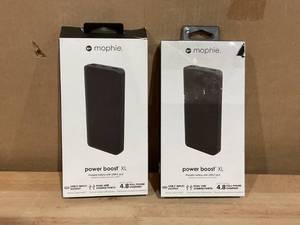 lot 474 image: LOT OF 2 Mophie Power Boost XL (20K)- Black - PowerStation Containing Large Internal Battery and Versatile USB-C Port