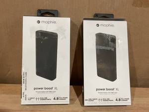 lot 476 image: LOT OF 2 Mophie Power Boost XL (20K)- Black - PowerStation Containing Large Internal Battery and Versatile USB-C Port