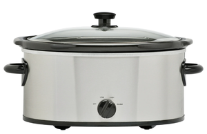 lot 197 image: LOT OF 2 Mainstays 6 Quart Oval Slow Cooker, Stainless Steel Finish, Glass Lid