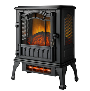 lot 199 image: Mainstays 2-Setting 3D Electric Stove Heater with Life-like Flame