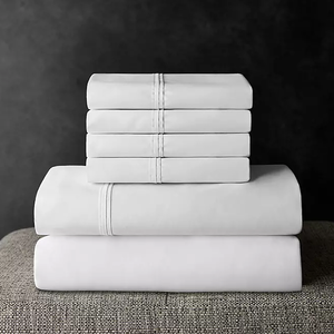 lot 56 image: 6PCS King Size Members Mark 700 Thread Count Solid Egyptian Cotton Hotel Premier Collection Sheet Set Artic White