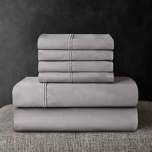 lot 57 image: 6PCS King Size Members Mark 700 Thread Count Solid Egyptian Cotton Hotel Premier Collection Sheet Set Zinc