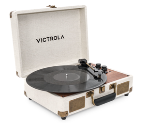 lot 698 image: Victrola Venture Bluetooth Portable Mid-Century Modern Suitcase Record Player with 3-Speed Turntable & Built-in Speakers