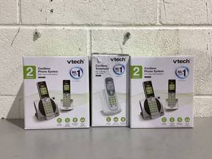 lot 242 image: LOT OF 3 Vtech Cordless PhoneTelephone Systems