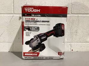 lot 345 image: Hyper Tough 6 Amp Corded Angle Grinder with Handle, Adjustable Guard, 4-12 inch Grinding Wheel & Wrench