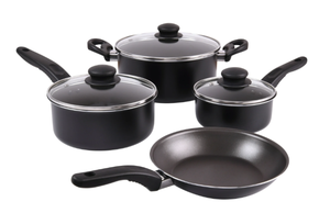 lot 297 image: LOT OF 3 7PCS Mainstays Non Stick Aluminium Cookware Set