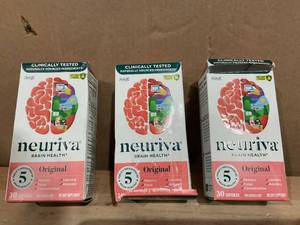 lot 719 image: LOT OF 3 Neuriva Original Brain Health Supplement, Support for Memory & Focus, 30ct Capsules