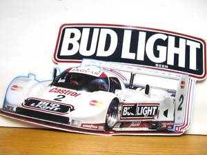 lot 48 image: Embossed Metal BUD LIGHT Racing Advertising Beer Sign