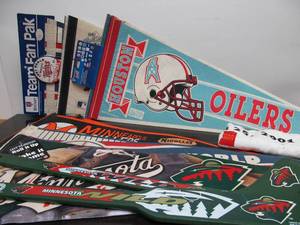 lot 78 image: Group of MN Wild Items & Other Vintage Sports Pennants