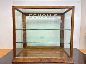 Antique 1920's era Oak Countertop Shoe Store Display Case for SCHOLL'S "Foot-Eazers"