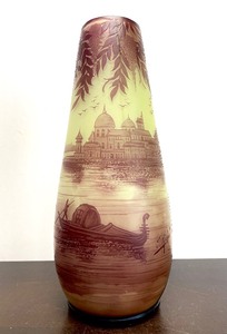 Gorgeous Large Antique Early 1900's Signed Cameo Glass Vase by J. Michel