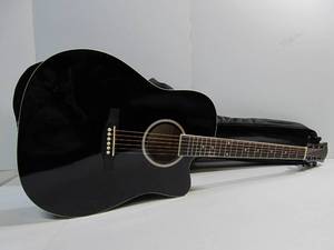 lot 141 image: Like-New Unmarked Black Acoustic Guitar wCase