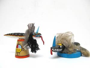 lot 159 image: Pair of Handmade Signed Zuni Sea Serpent Carvings