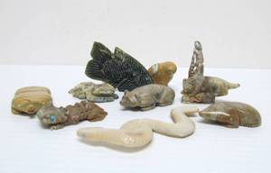 lot 162 image: Collection of Handmade Signed Zuni Stone Animal Fetish Carvings #2