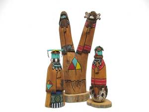lot 171 image: 3 Handmade Carved Signed Roderick Quam Hopi Kachina Figures